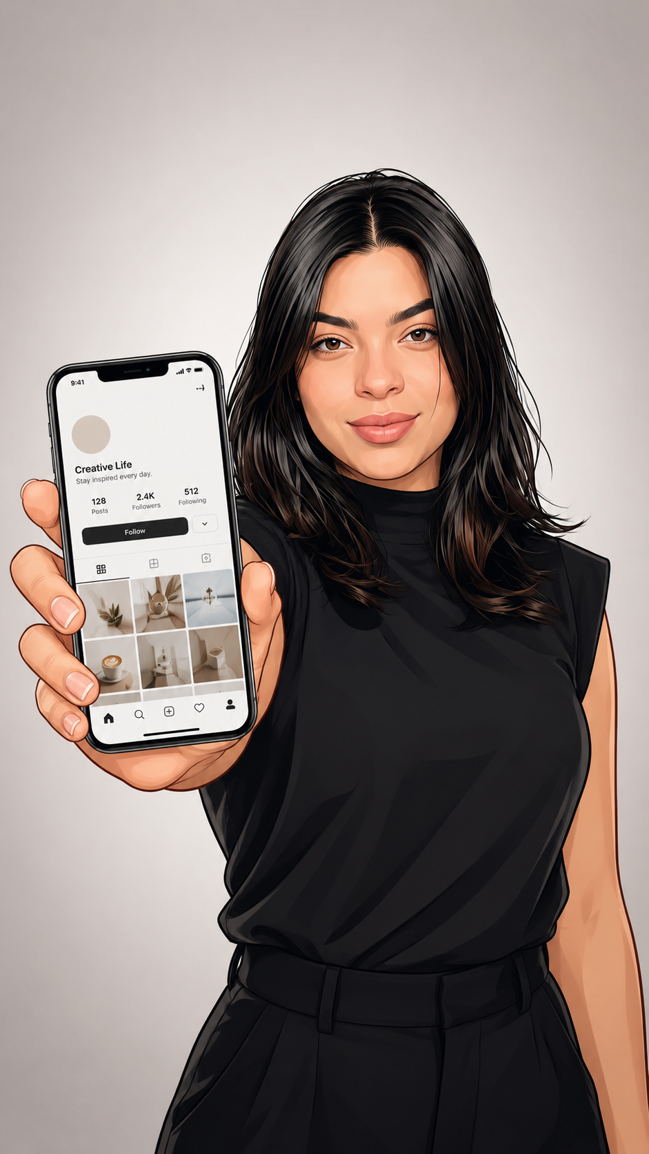 Ana Welida segurando o celular — Método Giro Local